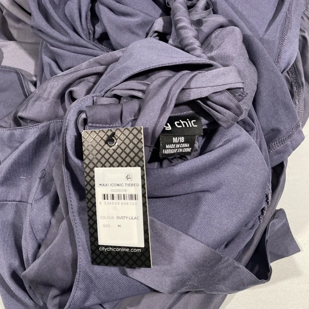 NWT $129 CITY CHIC‎ [ 18W M/18 ] Iconic Tiered Maxi Dress in Dusty lilac #S378 - Picture 3 of 12